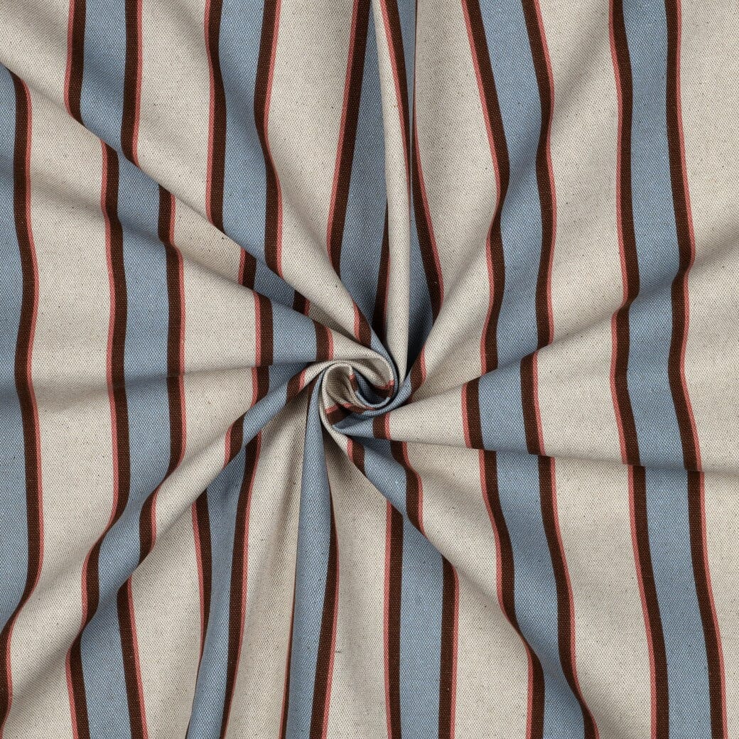 Canvas Leinenoptik „Coastal Stripe Hellblau“ – Streifenstoff für Taschen & Deko Fadenwunsch 