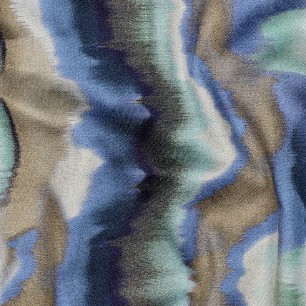 Baumwollsatin Farbverlauf Blau – Abstraktes Streifendesign Poppy 