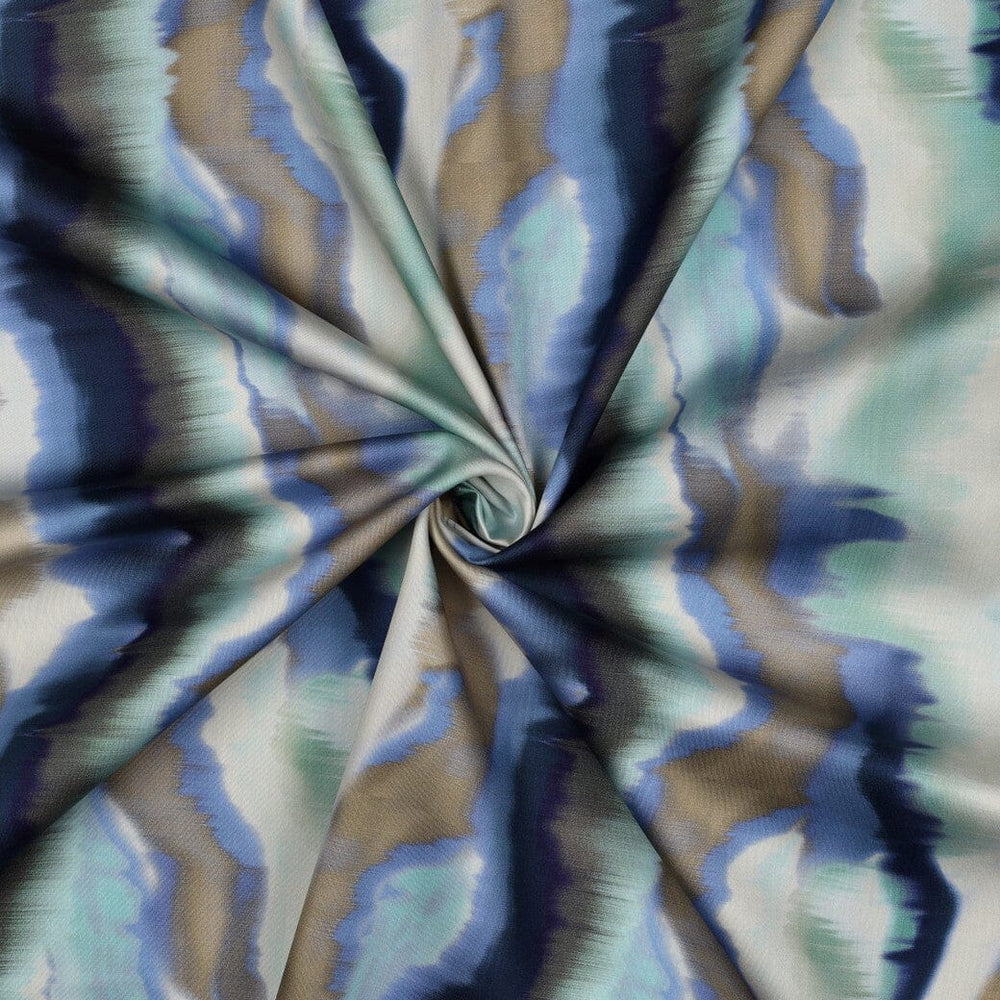 Baumwollsatin Farbverlauf Blau – Abstraktes Streifendesign Poppy 