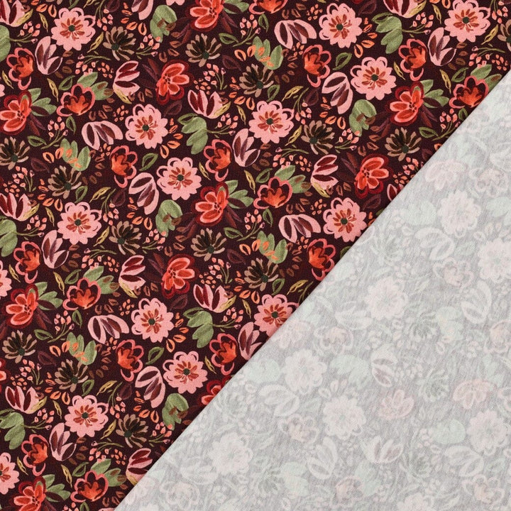 Jersey Blumenwiese Bordeaux – Romantischer Blumenjersey Poppy 