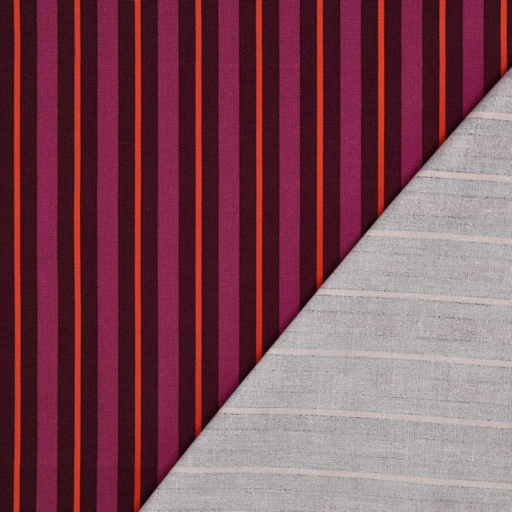 Canvas Streifen Brombeere – Dekostoff & Taschenstoff Poppy 