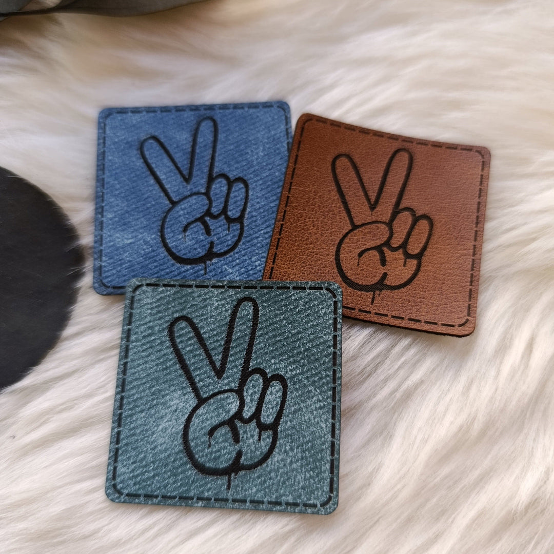 Lederlabel „Peace-Scratch“ Fadenwunsch 