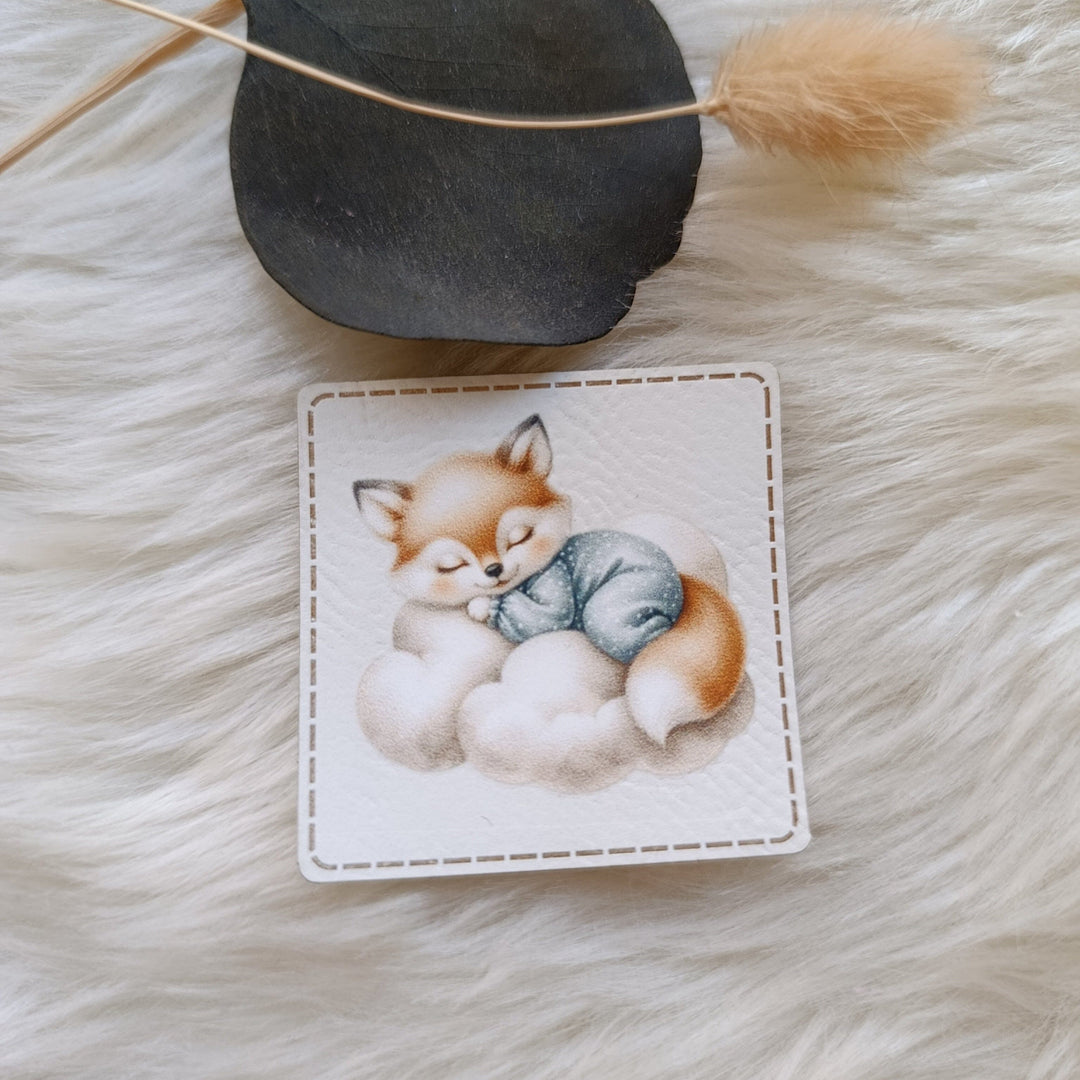 Lederlabel bedruckt „Sleeping fox“ Fadenwunsch 