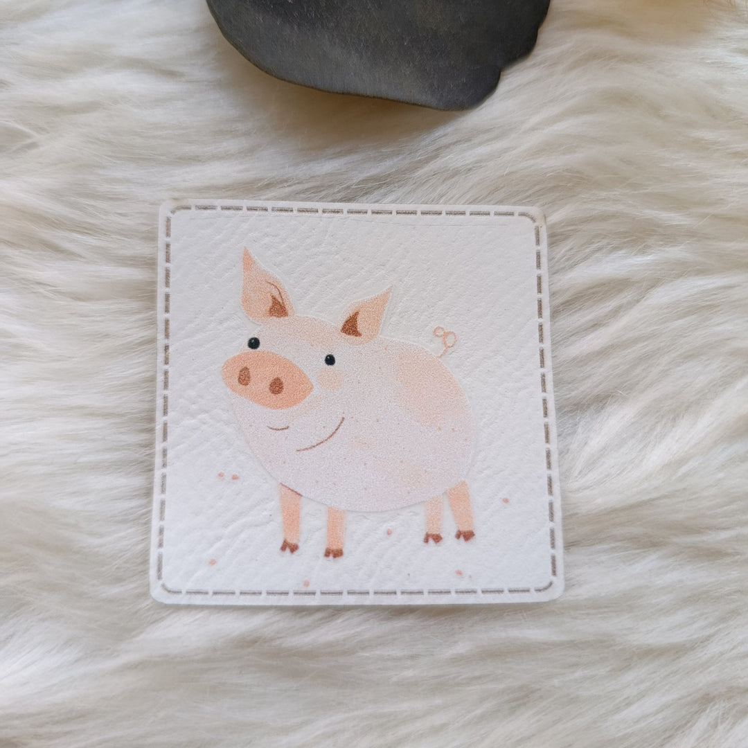 Lederlabel bedruckt „Pig“ Fadenwunsch 
