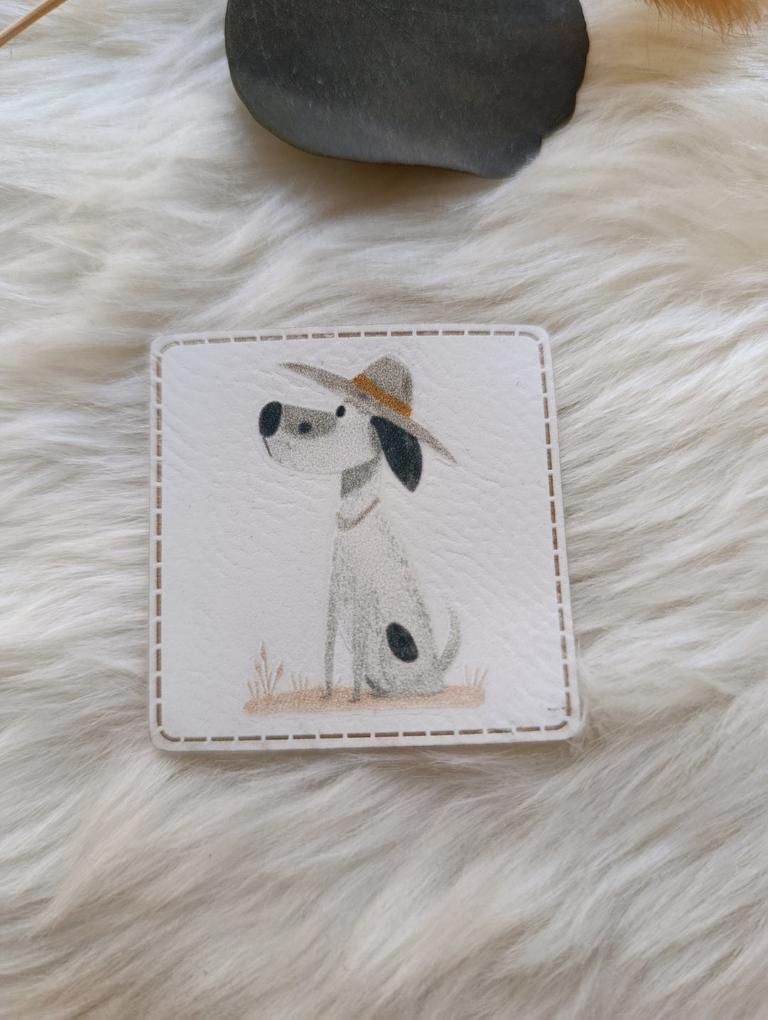Lederlabel bedruckt „Farm-Dog“ Fadenwunsch 