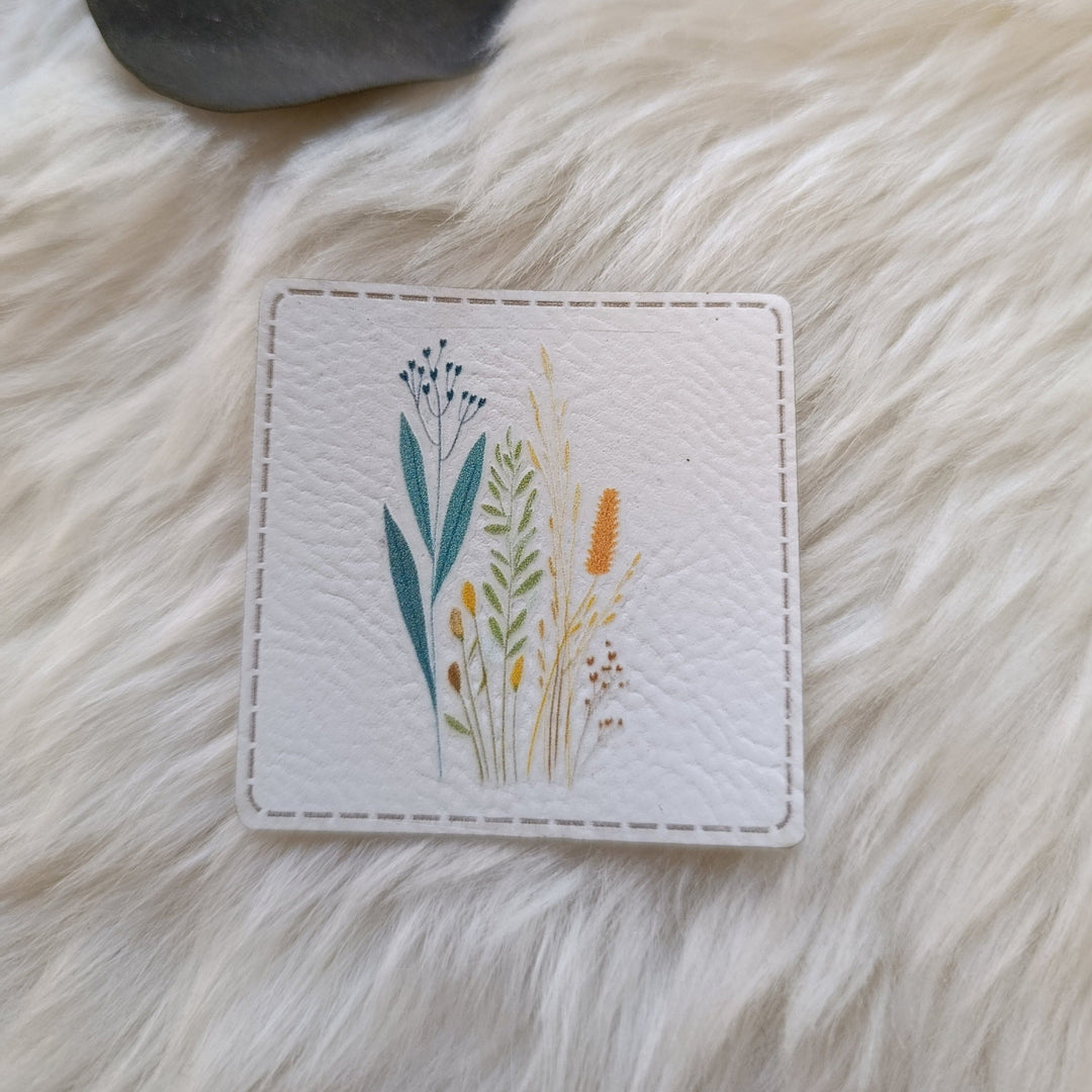 Lederlabel bedruckt „Sommerwiese“ Fadenwunsch 