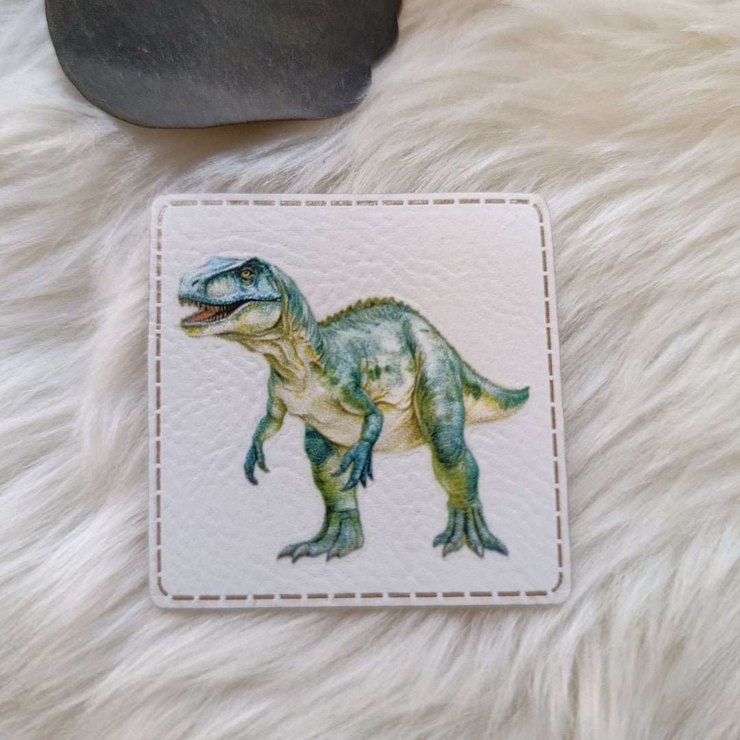 Lederlabel bedruckt „T-Rex“ Fadenwunsch 