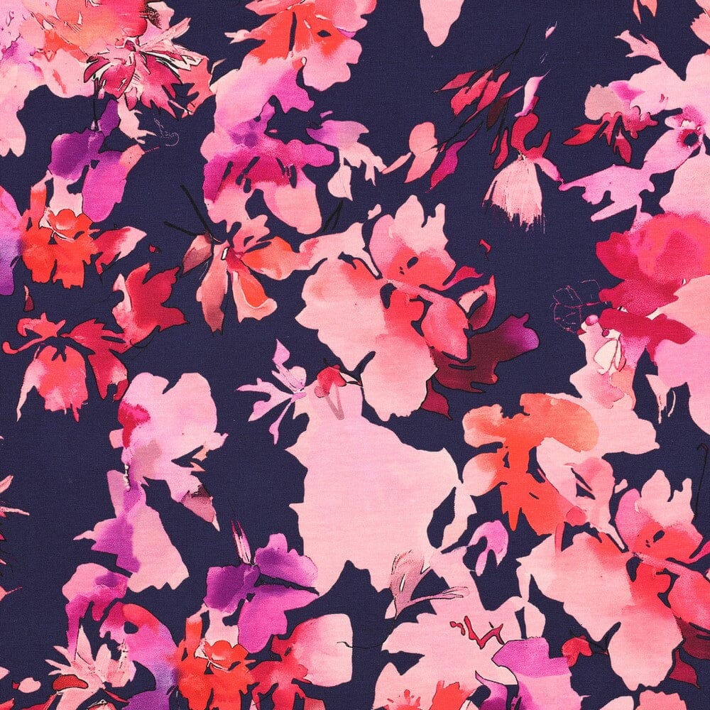 Bio Jersey Sommerblüten – Midnight Bloom Fadenwunsch 