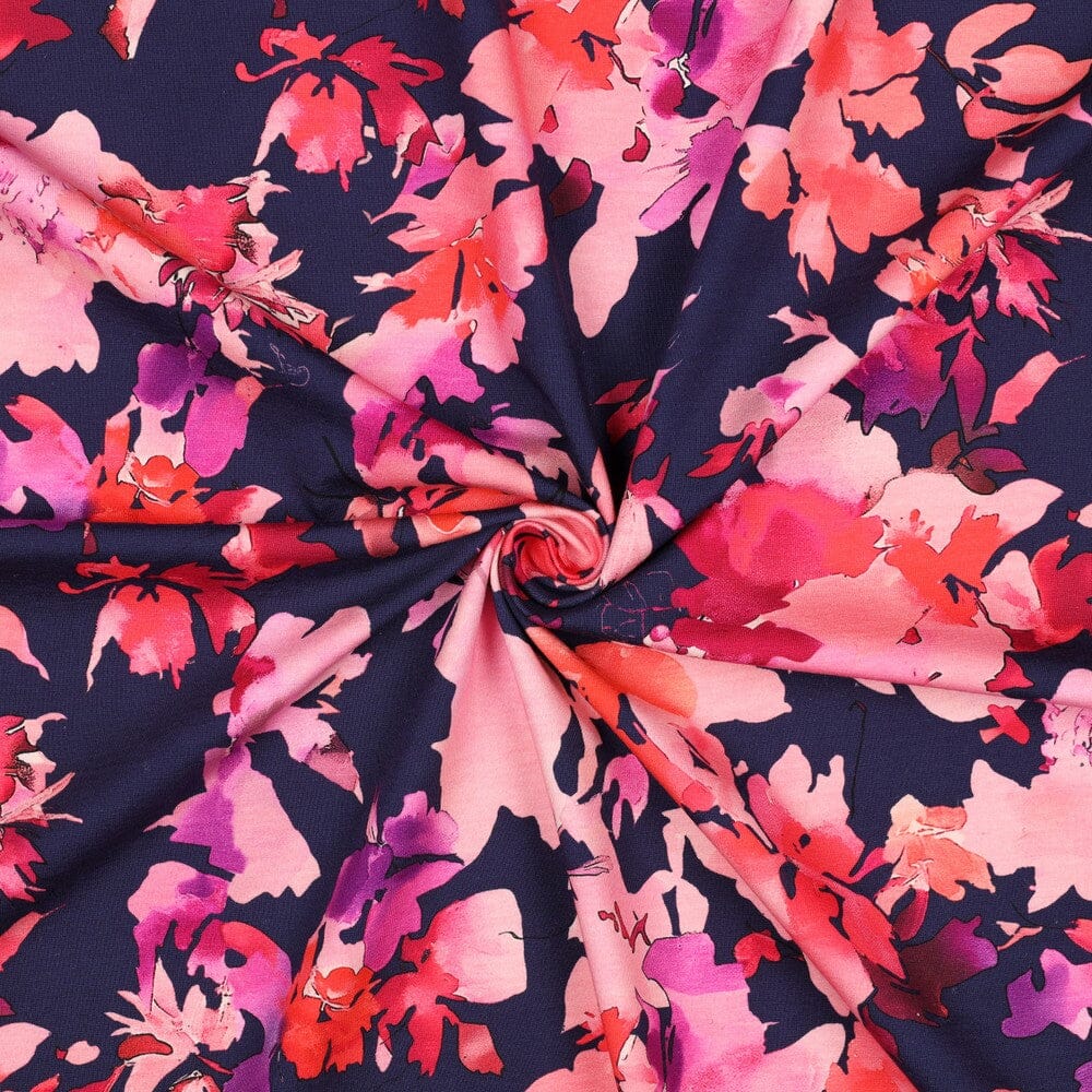 Bio Jersey Sommerblüten – Midnight Bloom Fadenwunsch 
