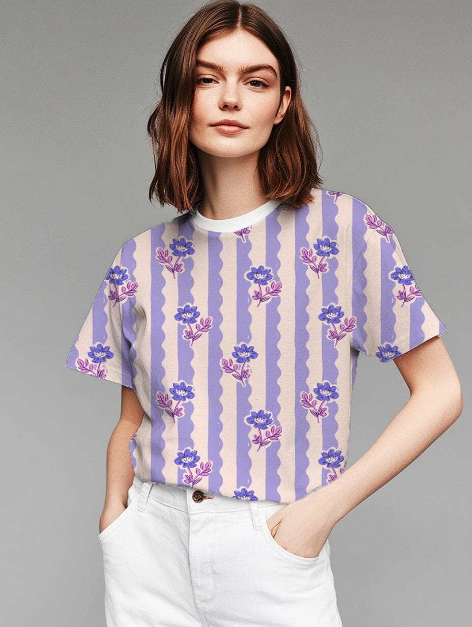 Vorbestellung | "Flower Wave Stripes Lila" fadenwunsch 