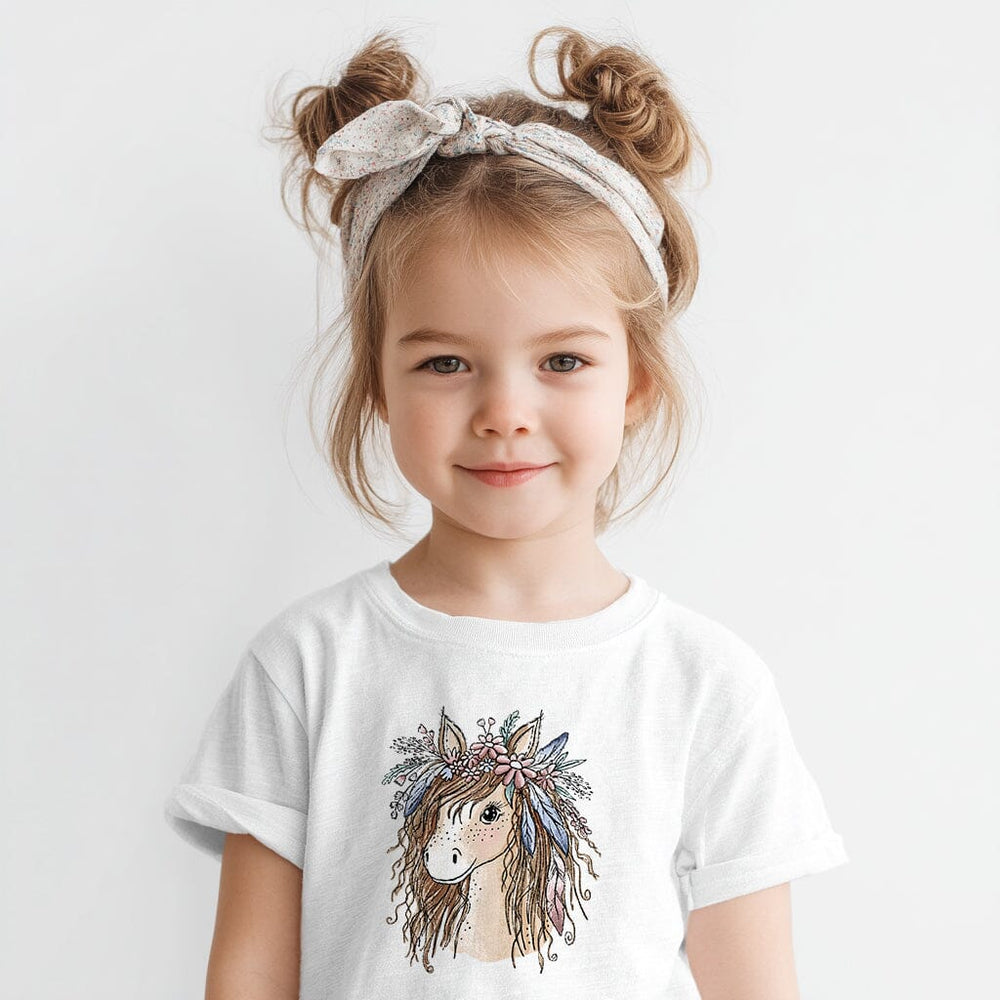 Vorbestellung | Bügelbild "Pferde Lady mit Federn" fadenwunsch 