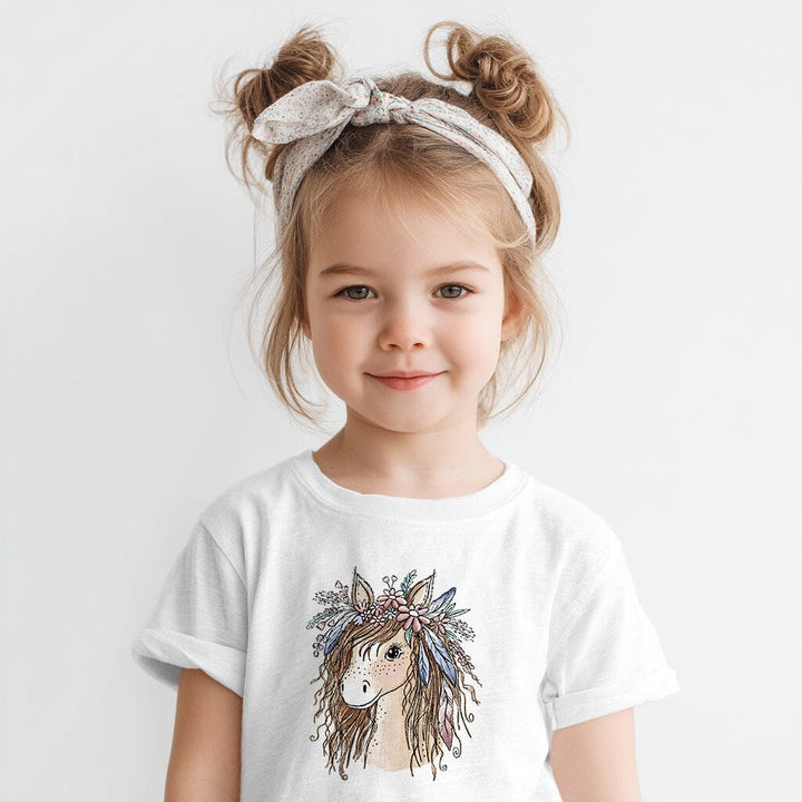 Vorbestellung | Bügelbild "Pferde Lady mit Federn" fadenwunsch 