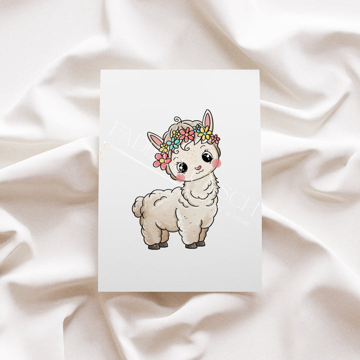 Vorbestellung | Bügelbild "Bloomy Alpaka Beige Flower" fadenwunsch 