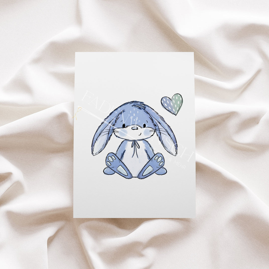 Vorbestellung | Bügelbild "Hasen Scratch Bunt Blau" fadenwunsch 