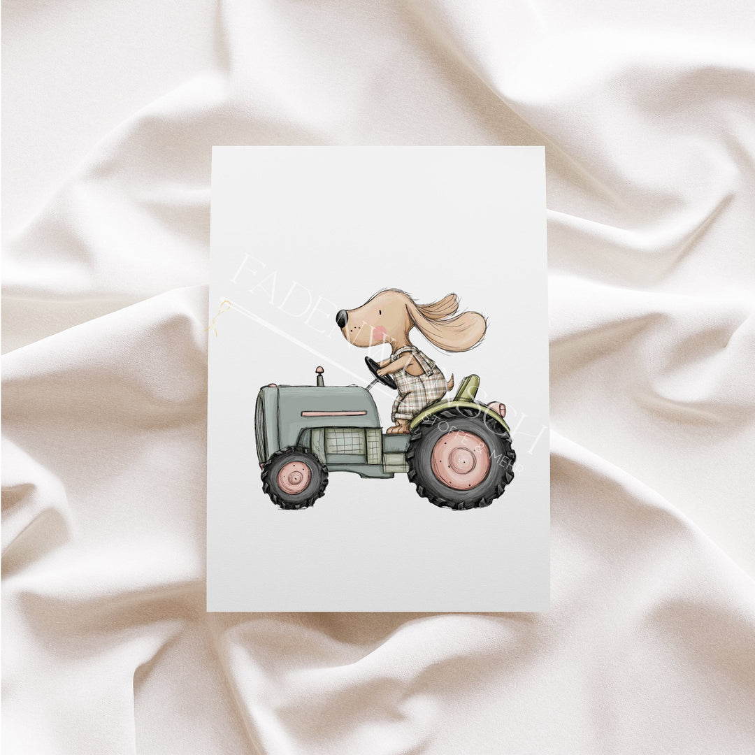 Vorbestellung | Bügelbild "Theo auf dem Bauernhof Traktor" fadenwunsch 