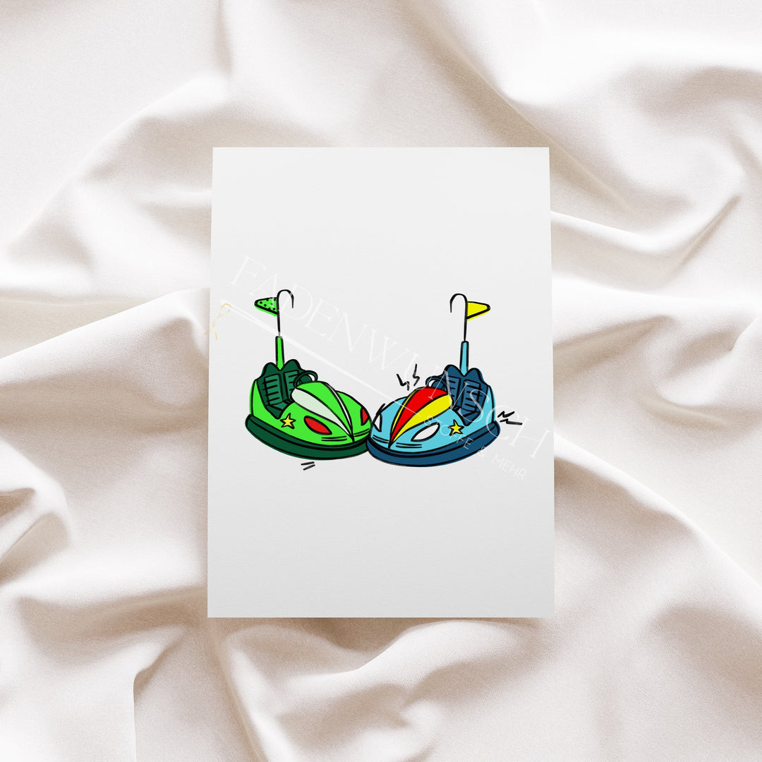 Vorbestellung | Bügelbild "Kirmesfun Autoscooter Navy" fadenwunsch 