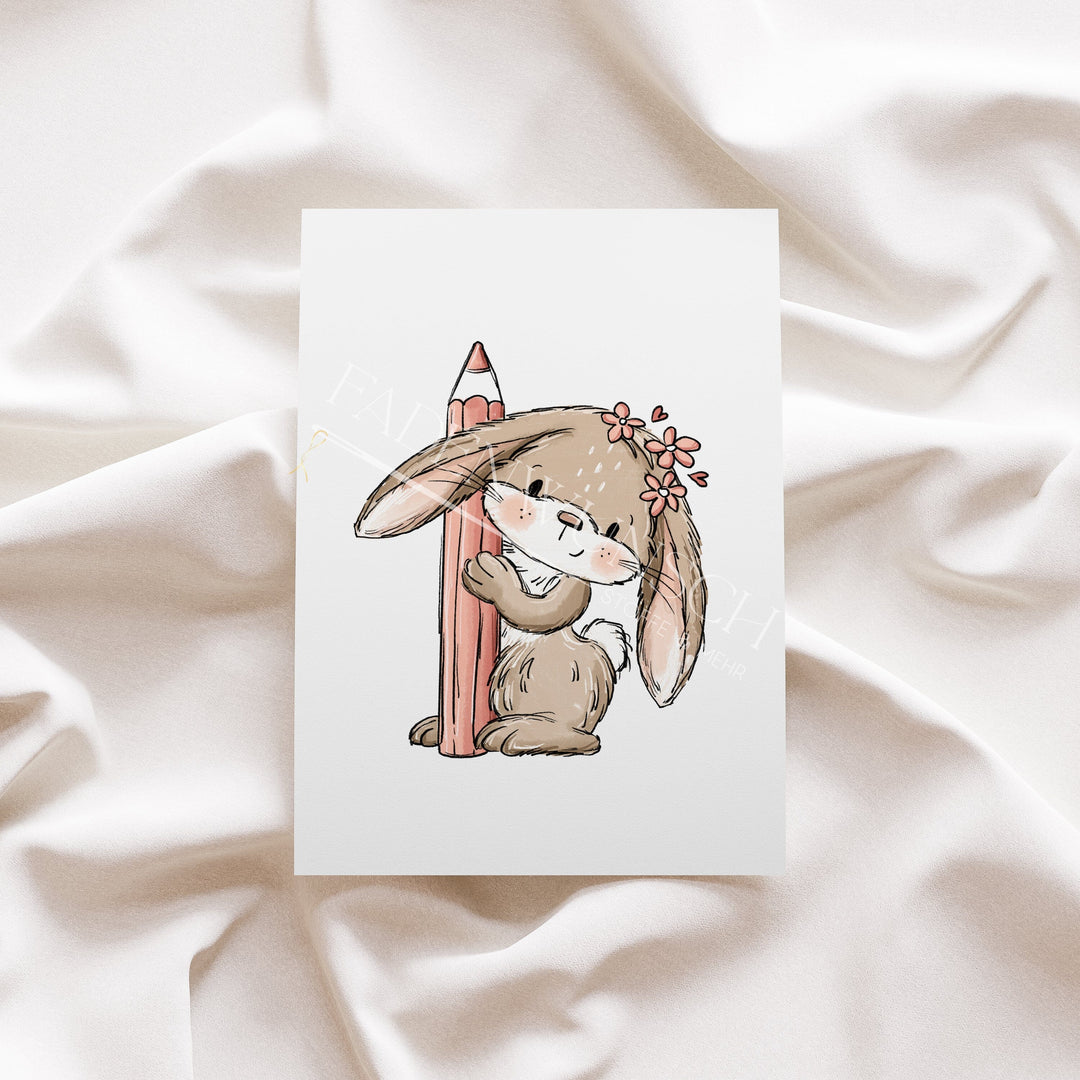 Vorbestellung | Bügelbild "Schulhase Apricot" fadenwunsch 