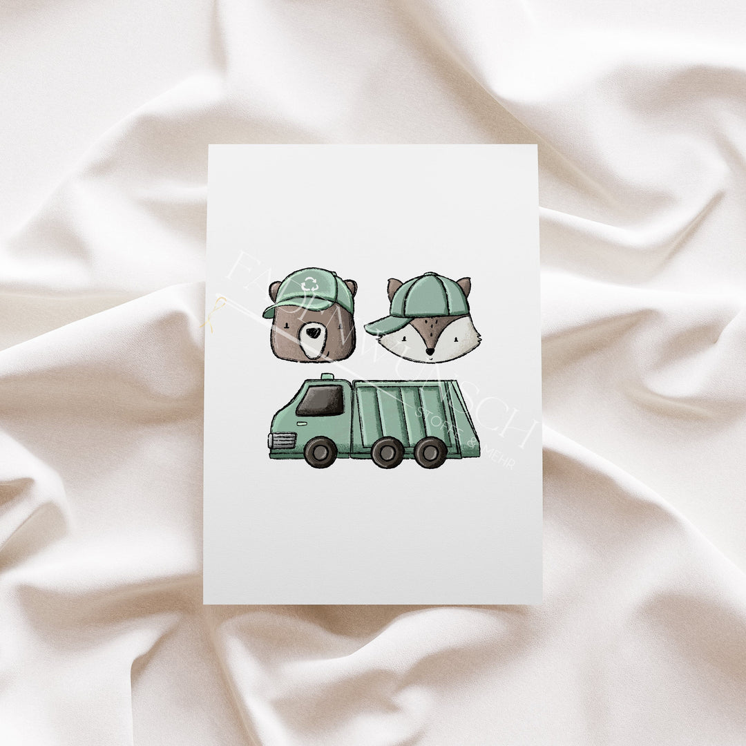 Vorbestellung | Bügelbild "Müllauto Freunde" fadenwunsch 