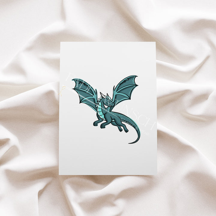 Vorbestellung | Bügelbild "Dragonparts Drache Petrol" fadenwunsch 