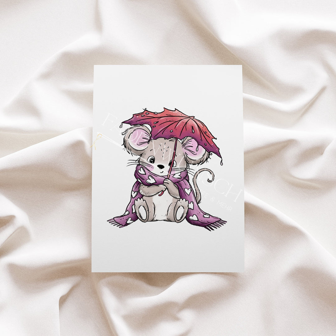 Vorbestellung | Bügelbild "Herbstmaus Pink" fadenwunsch 