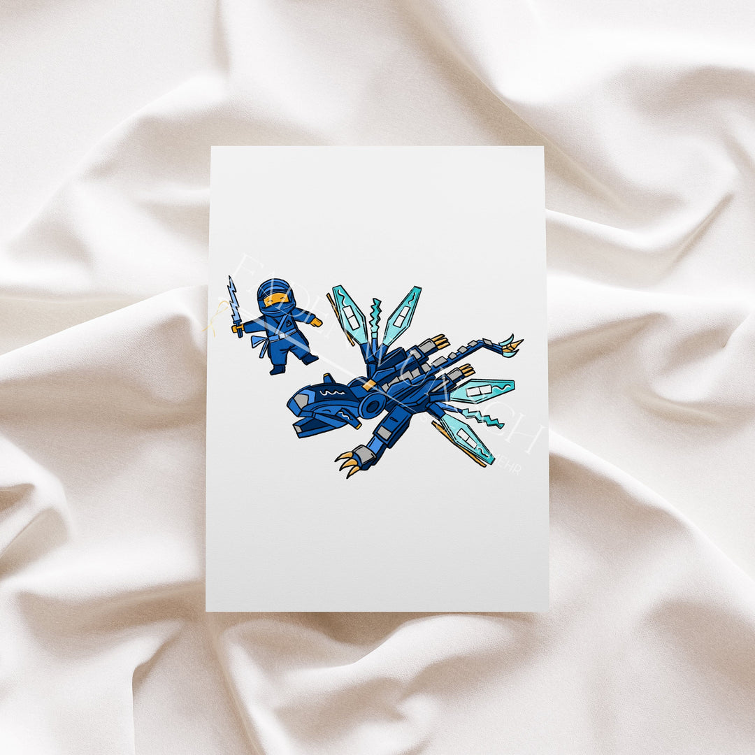 Vorbestellung | Bügelbild "Ninjadrache Blau 1" fadenwunsch 