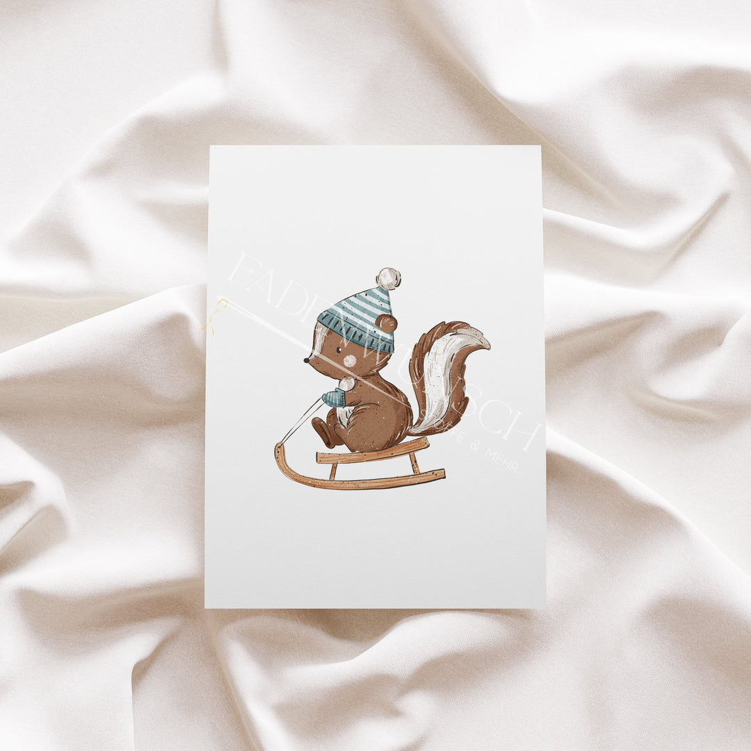 Vorbestellung | Bügelbild "Sledding Skunk" fadenwunsch 