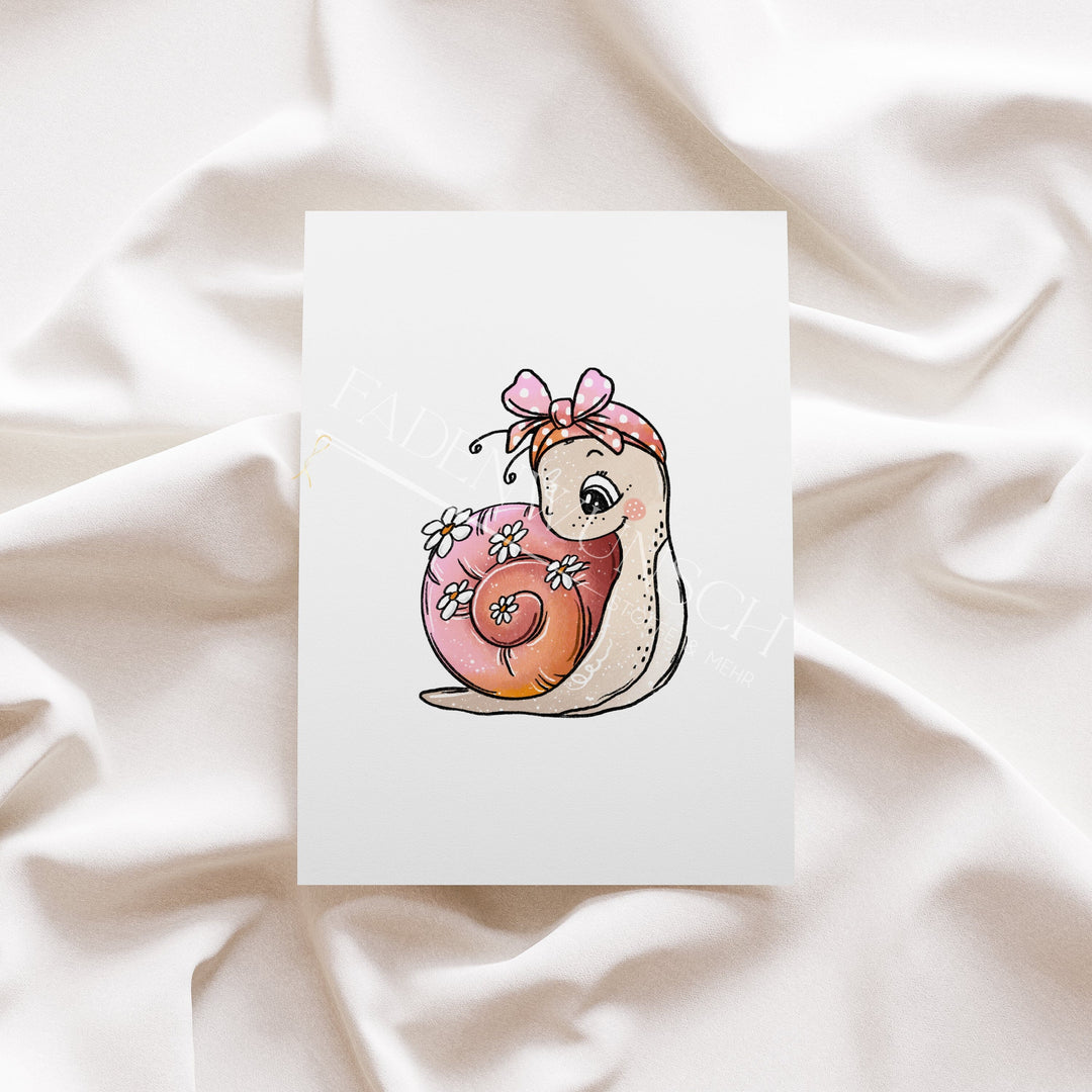Vorbestellung | Bügelbild "Kleine Schnecke Rosa 2" fadenwunsch 