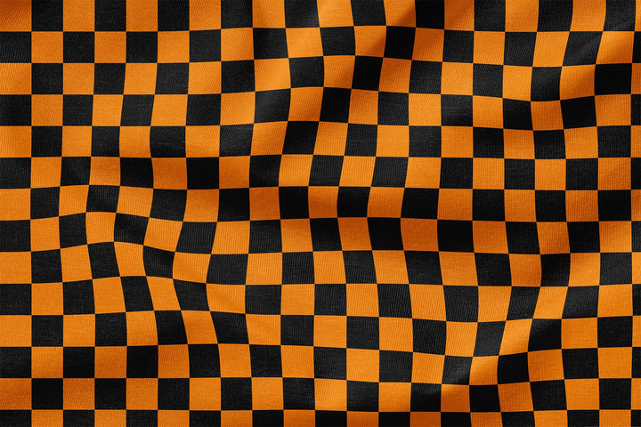 Vorbestellung | French Terry "Schachbrettmuster - Orange Schwarz" | Halloween Stoffe 2025 (Kopie) fadenwunsch 
