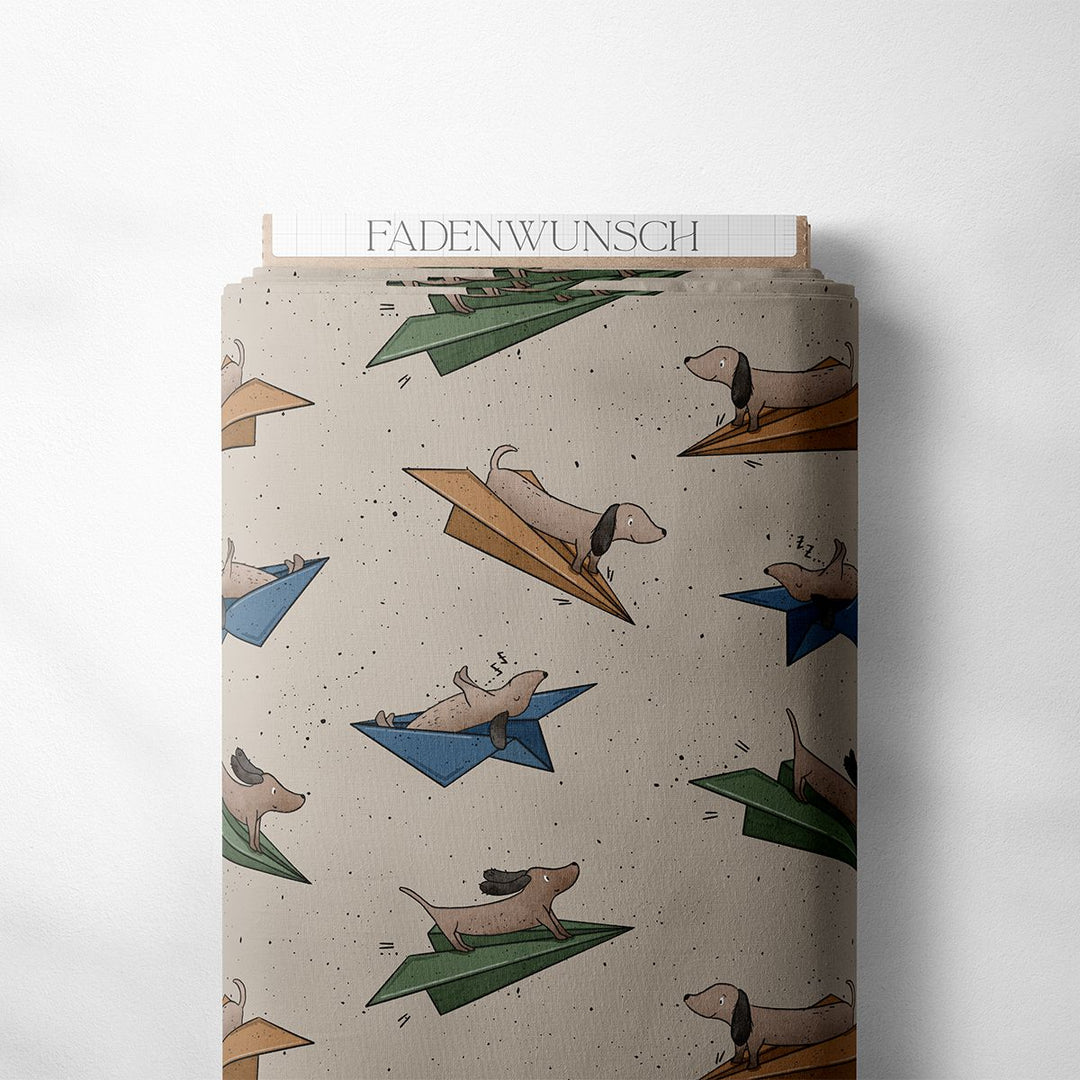 Vorbestellung | "Dackel Papierflugzeug - Mandelbeige" fadenwunsch 