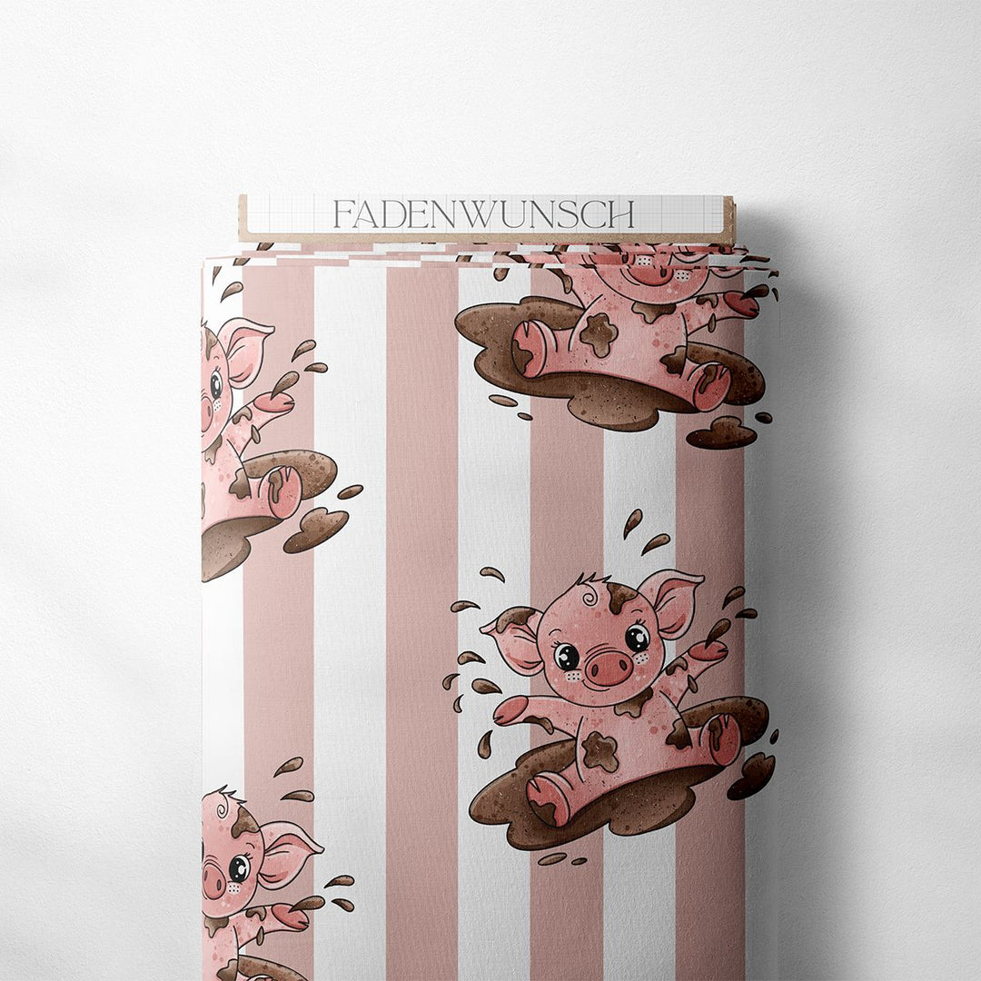 Jersey "Schweinchen - altrosa Streifen" fadenwunsch 