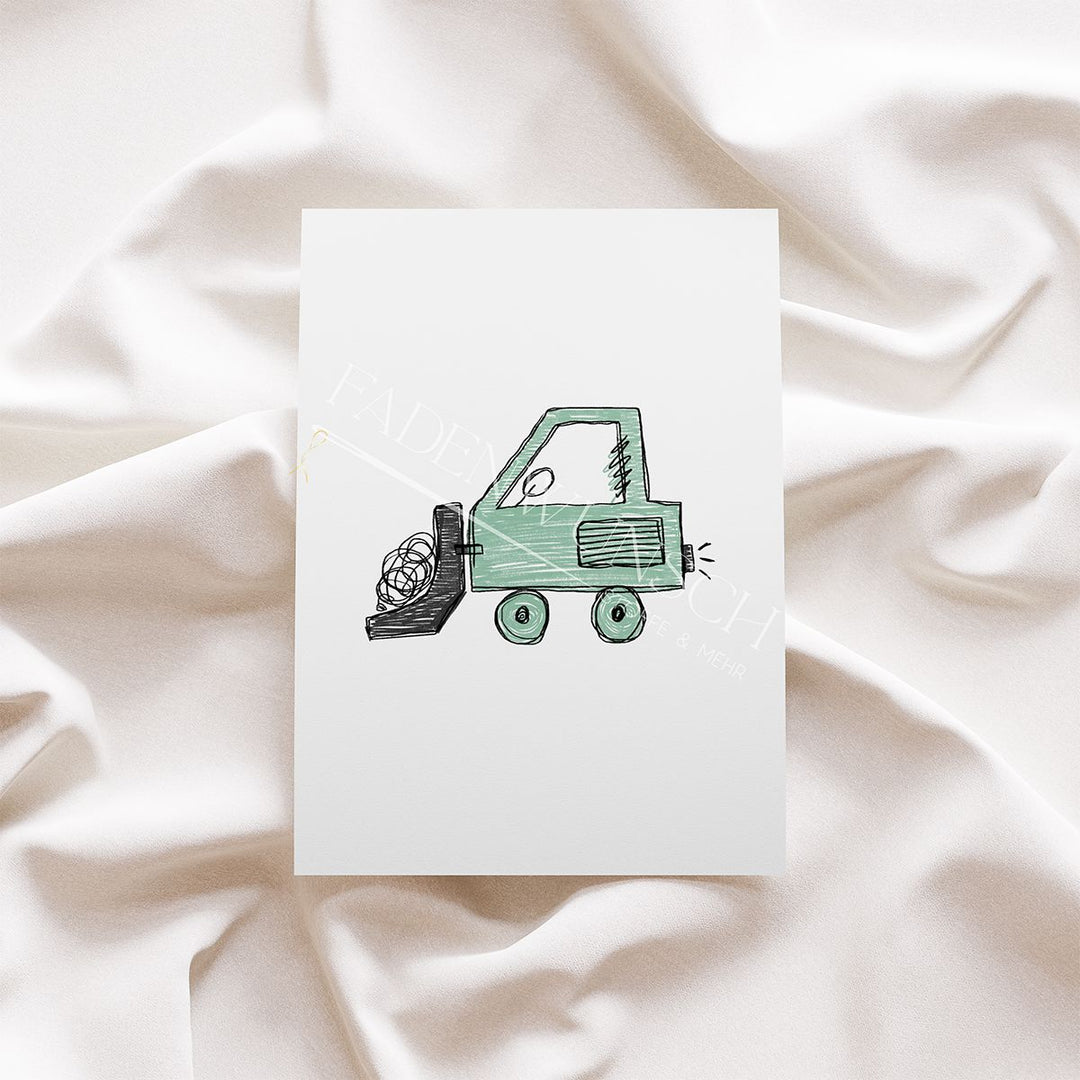 Vorbestellung | Bügelbild "Bagger Scratch - Radlader Mint" fadenwunsch 