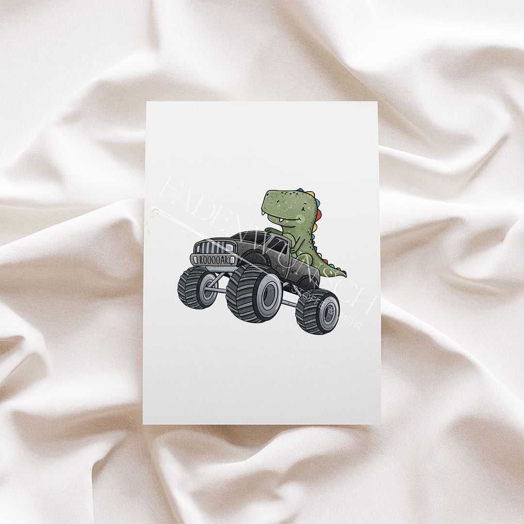 Vorbestellung | "Dino Monstertruck - Grau" fadenwunsch 