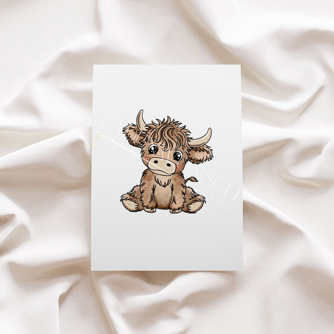 Vorbestellung | Bügelbild "Fred der kleine Zottelbulle – Highland Cowi" fadenwunsch 
