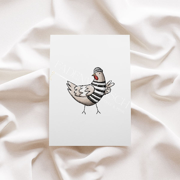 Vorbestellung | Bügelbild "Hühner Cool - Peace" fadenwunsch 