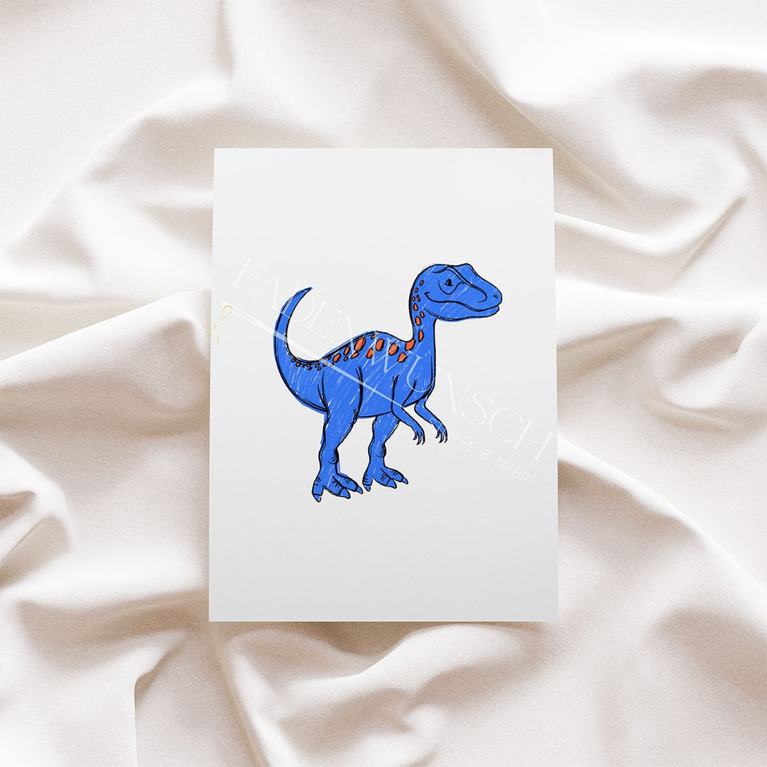 Vorbestellung | Bügelbild "Dino - Raptor Scratch - Blau" fadenwunsch 