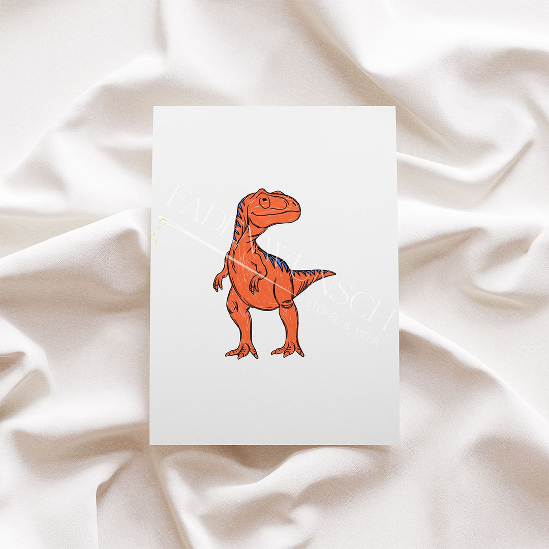 Vorbestellung | Bügelbild "Dino - Raptor Scratch - Orange" fadenwunsch 