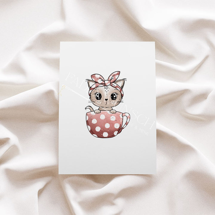 Vorbestellung | Bügelbild "Tassenkitty - Punkte Tasse" fadenwunsch 