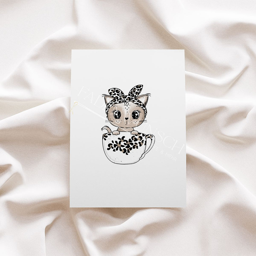 Vorbestellung | Bügelbild "Tassenkitty - Leo Tasse" fadenwunsch 