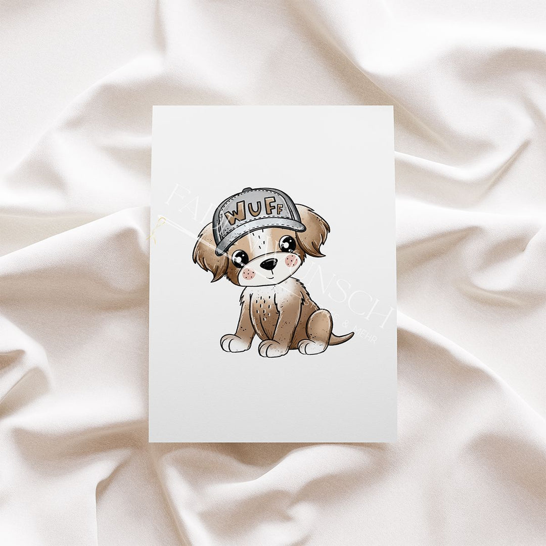 Vorbestellung | Bügelbild "Hund Wuffi mit Cap" fadenwunsch 