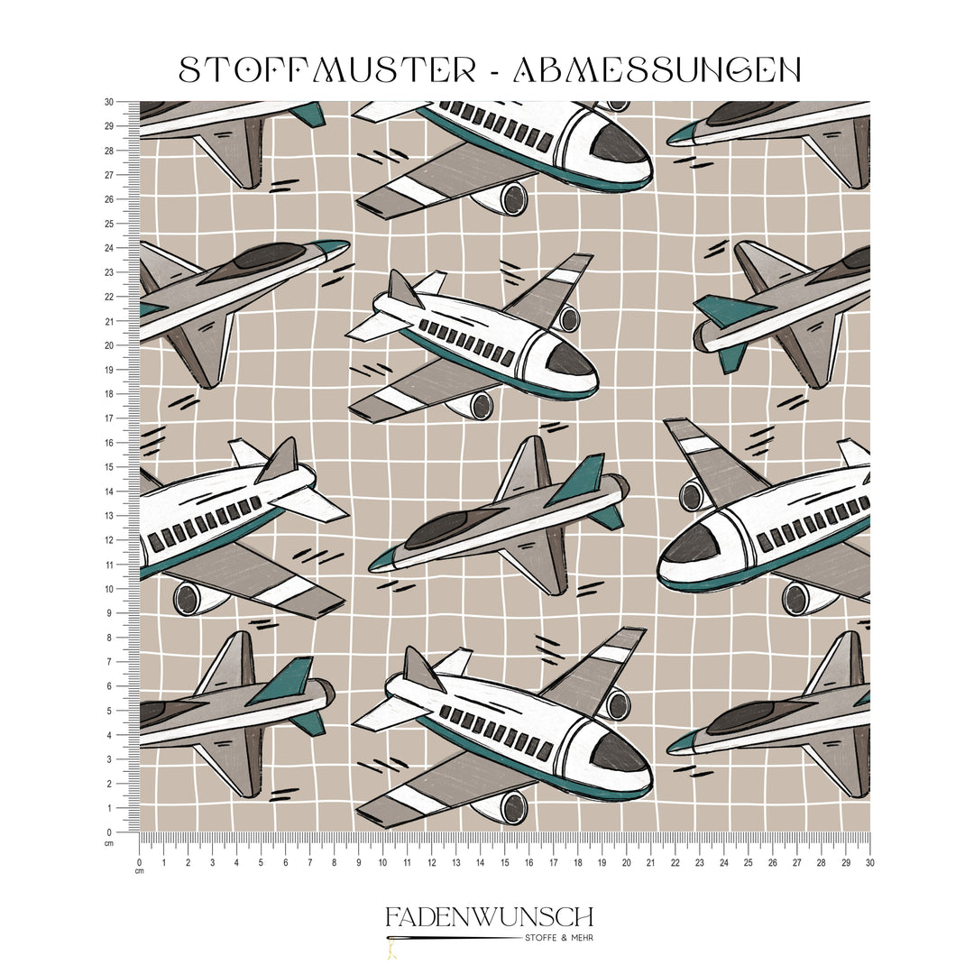 Flug Scratch – Stoff mit Flugzeugen | Fadenwunsch
