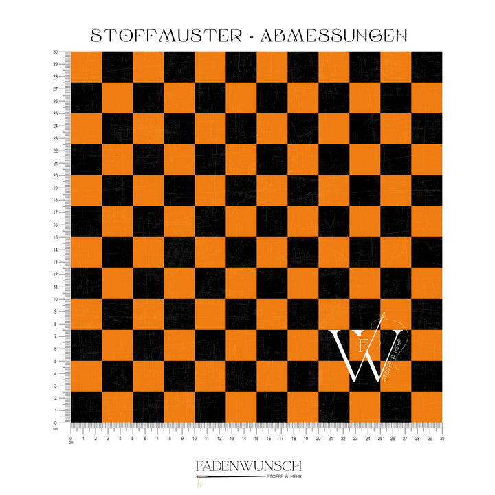 Vorbestellung | French Terry "Schachbrettmuster - Orange Schwarz" | Halloween Stoffe 2025 (Kopie) fadenwunsch 