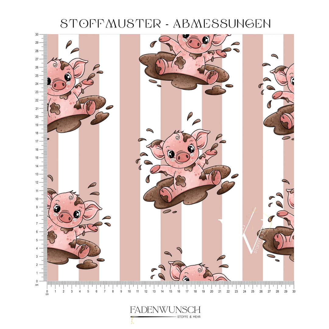 Vorbestellung | "Schweinchen - altrosa Streifen" fadenwunsch 