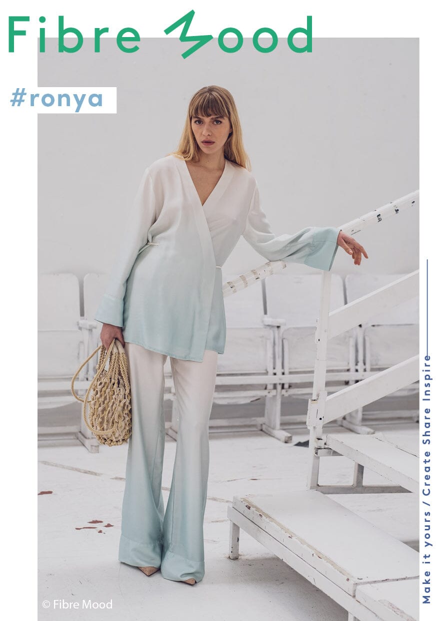 Lyocell Satin Print Ecru Mint Farbverlauf | Fibre Mood Fabrics 37 Fibre Mood 