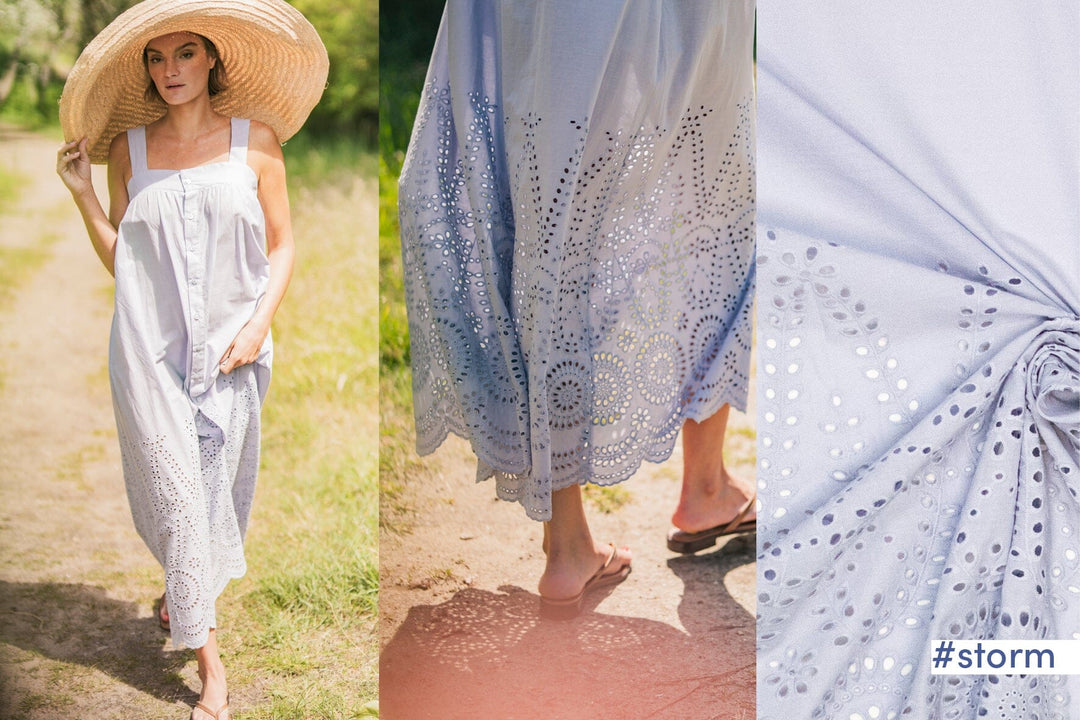 Sky Broderie – Baumwoll-Lochstickerei Hellblau | Fibre Mood 39 Fibre Mood 