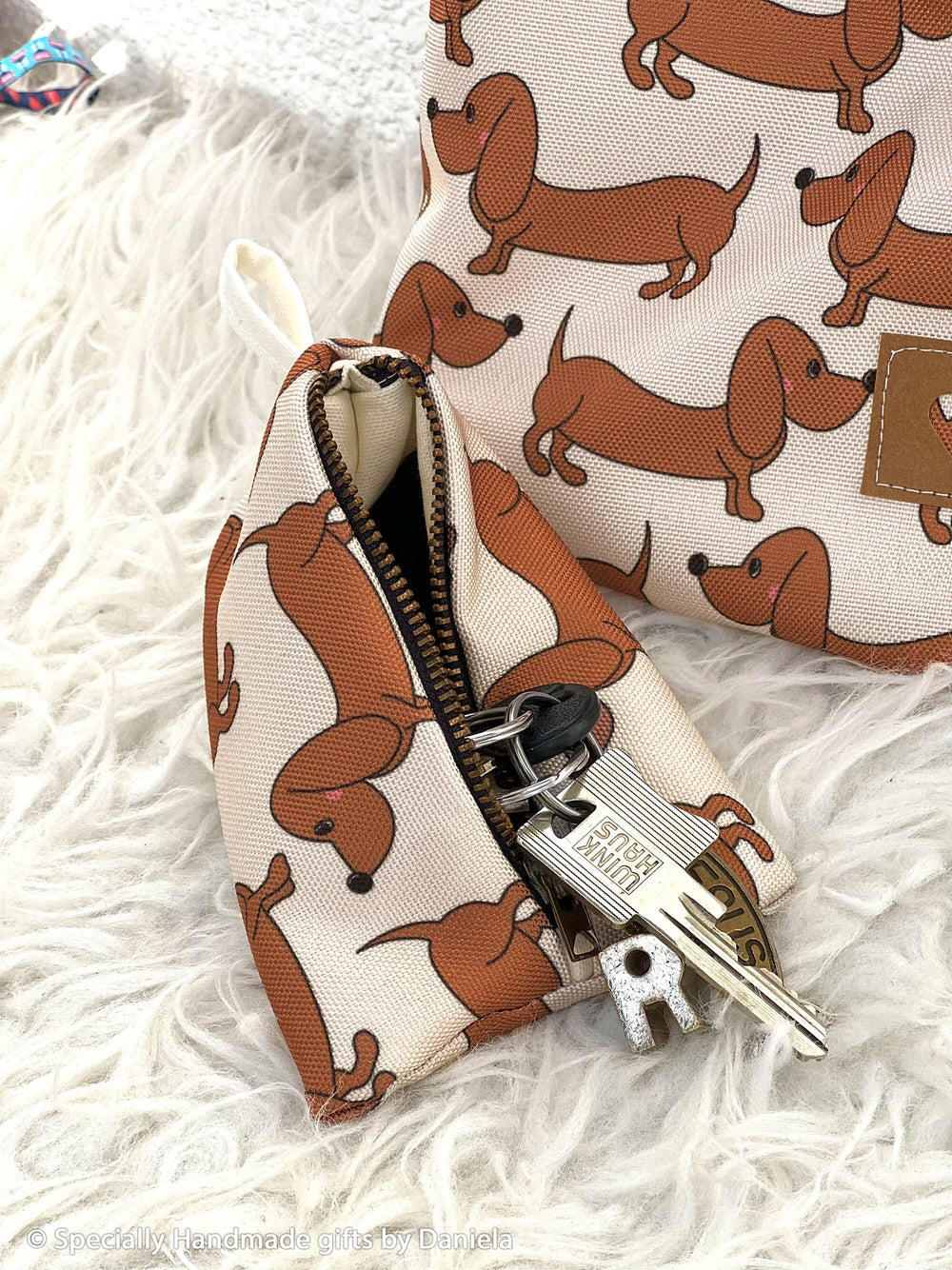 Oxfordgewebe wasserabweisend - Dackel Beige | Cherry Picking Fadenwunsch 