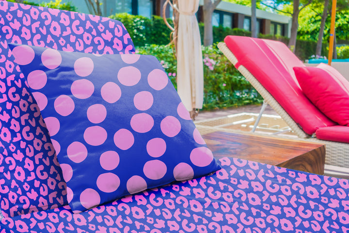 Oxfordgewebe "Colourful Leo – Blau/Rosa" | Cherry Picking