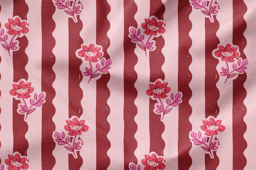 Vorbestellung | "Flower Wave Stripes Rot" fadenwunsch 