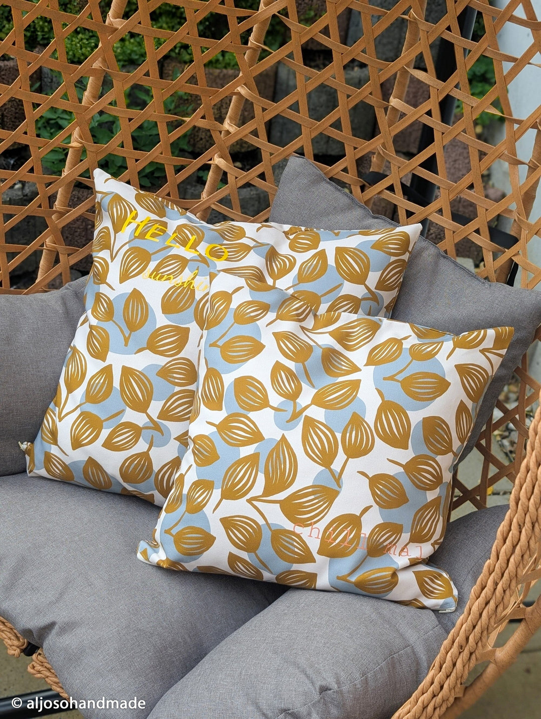 Canvas | Dots & Leaves - Senf / Naturweiß | Emjo Design Fadenwunsch 