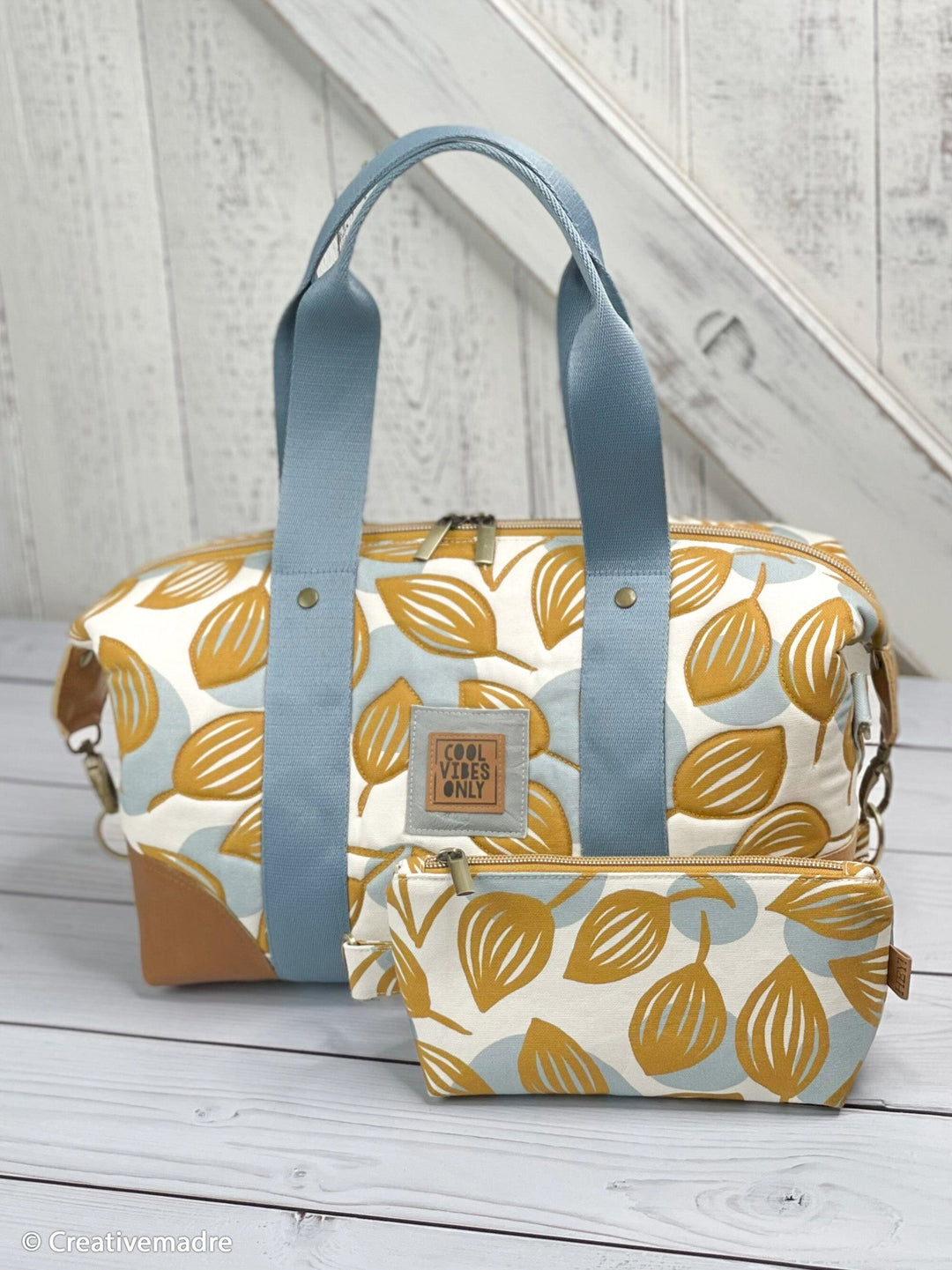 Canvas | Dots & Leaves - Senf / Naturweiß | Emjo Design Fadenwunsch 