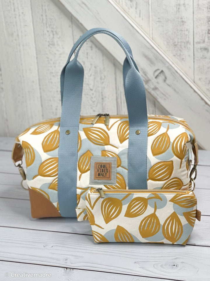 Canvas | Dots & Leaves - Senf / Naturweiß | Emjo Design Fadenwunsch 